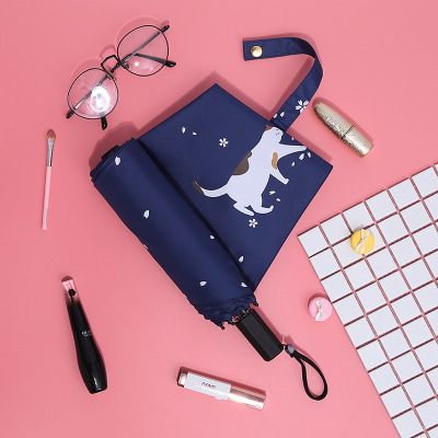 手动卡通樱花伞8骨三折晴雨伞 创意黑胶防紫外线打扑克剧烈运动视频软件下载遮阳伞定制伞